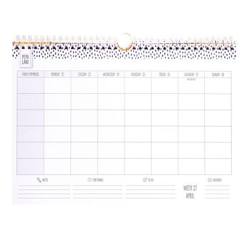 Agenda familial Pepa Lani 2024 - Petits coeurs rose/blanc 2