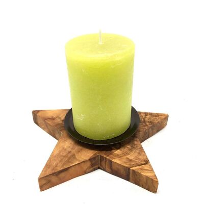 Candle holder star made of olive wood