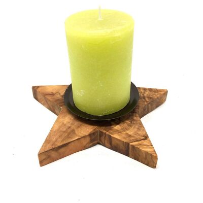 Candle holder star made of olive wood
