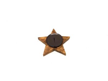 Bougeoir étoile en bois d'olivier 3