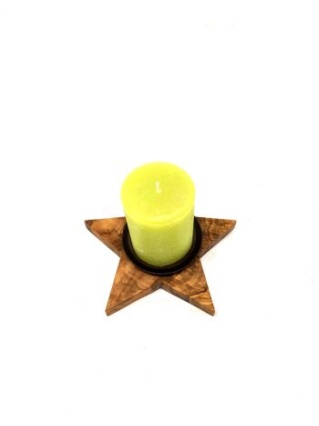 Bougeoir étoile en bois d'olivier 4