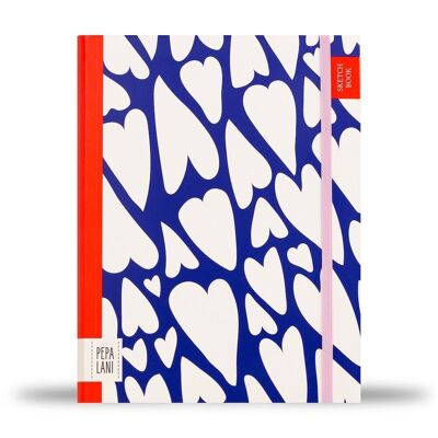 Quaderno da disegno Pepa Lani PRO - Cuori grandi blu