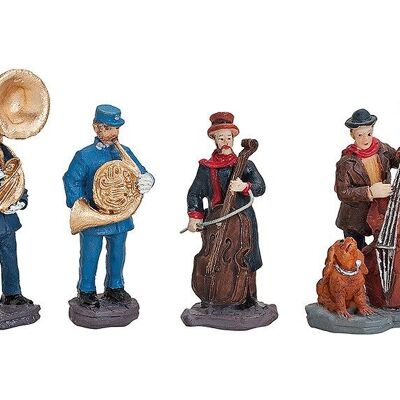 Músicos callejeros en miniatura hechos de poliéster.
