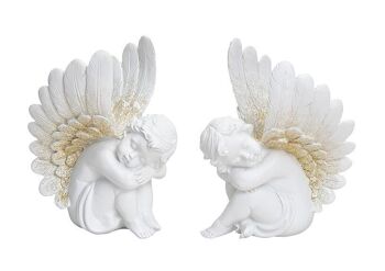 Anges en poly, triés 2 fois (L/H/P) 10x18x13 cm