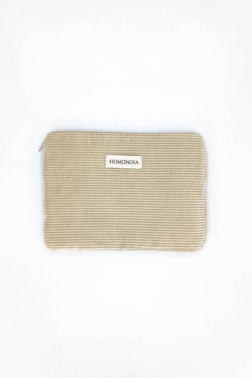 Housse tablette velours cotelé beige