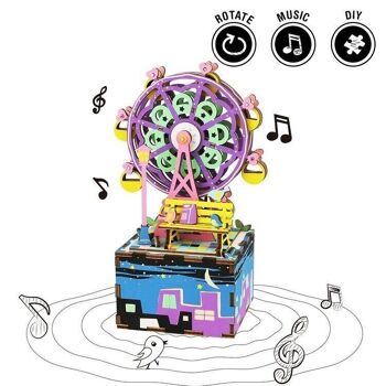 Boîte à Musique Bois DIY Puzzle 3D Grande Roue, Robotime, AM402, 10 x 7, 6 x 16,8 cm 4