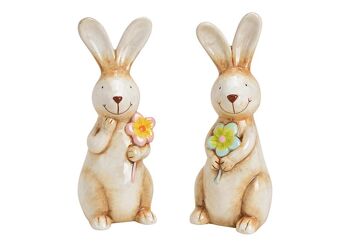 Lapin en céramique beige 2 plis