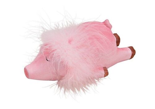 Schwein liegend aus Ton Pink/Rosa (B/H/T) 8x6x16cm