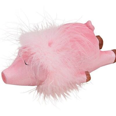 Cochon couché en argile rose (L / H / P) 8x6x16cm