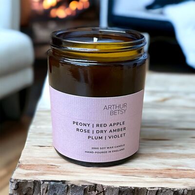 Scented soy wax candle jar Peony, Red Apple and Rose