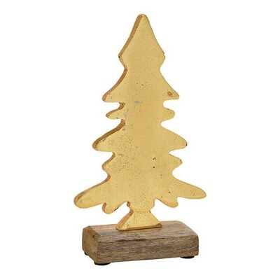 Support de sapin de Noël en bois de manguier / métal doré (L / H / P) 13x22x5cm