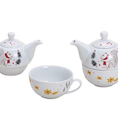 Teapot set Christmas decoration made of porcelain