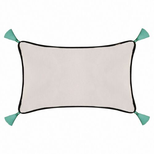 Light Grey Velvet Rectangular Cushion with Tassels