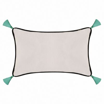 Light Grey Velvet Rectangular Cushion with Tassels