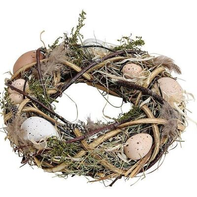 Easter wreath made of wood, plastic egg decor, brown (W / H / D) 25x25x7cm