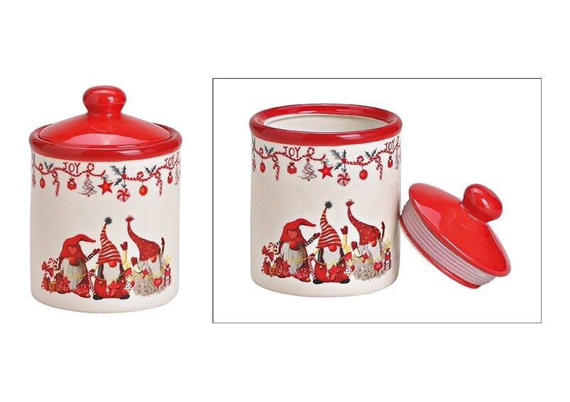 Jar of Christmas elf decor made of ceramic white (W / H / D) 10x14x10cm 550ml