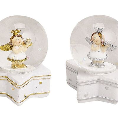 Snow globe angel in gold / silver made of poly