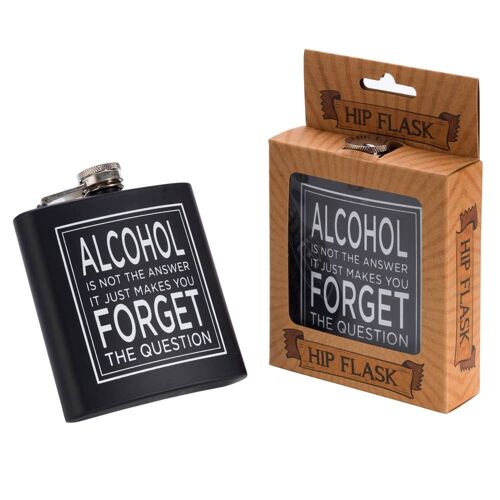 FLASK - ALCOHOL IS NOT THE ANSWER - Novelty Gift, Gag Gift