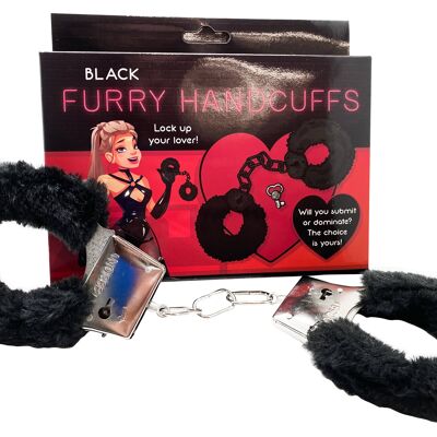 Furry Handcuffs - Black - Sexy Valentine's Day Gifts for Her