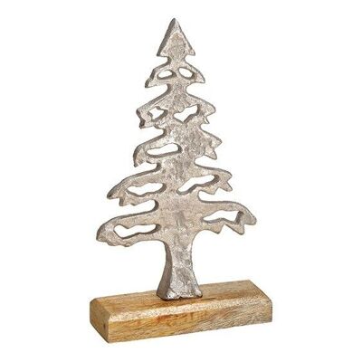 Soporte para árbol de Navidad de metal / madera de mango plateado (An / Al / Pr) 13x25x6cm
