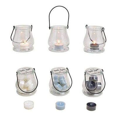Lantern with 5 tea lights gray