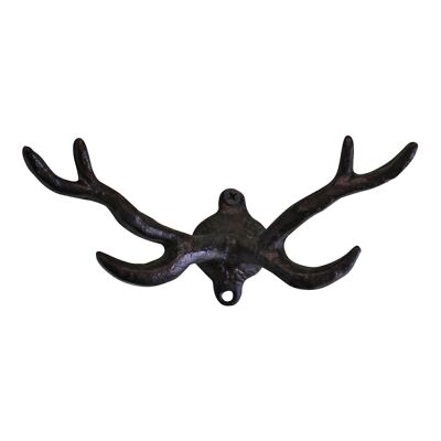 Rustic Cast Iron Wall Hooks, Stag Antlers, Small