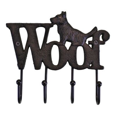 Ganchos de pared de hierro fundido rústico, diseño de perro con 4 ganchos