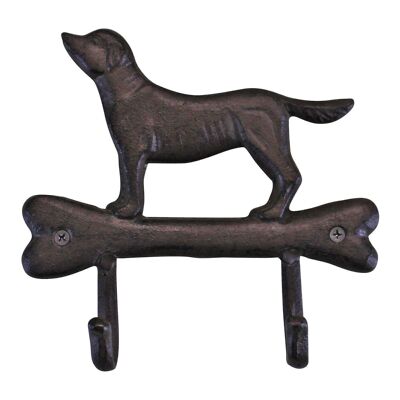 Ganchos de pared de hierro fundido rústico, diseño de perro de caza con 2 ganchos