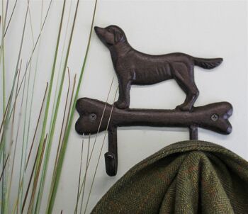 Crochets muraux rustiques en fonte, motif chien de chasse avec 2 crochets 3
