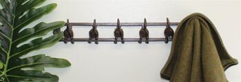Crochets muraux rustiques en fonte, conception de queue de chien avec 6 crochets 3