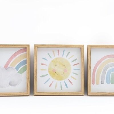Conjunto de tres impresiones enmarcadas de arcoíris