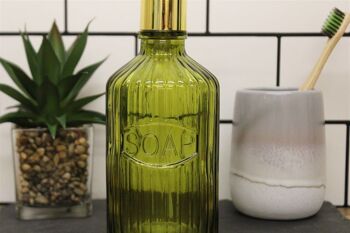 Distributeur de savon en verre vert 4