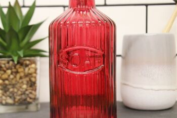 Distributeur de savon en verre rouge 4