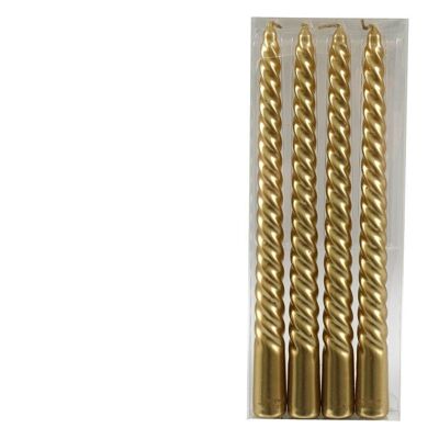 Set of Four Gold Twist Taper Candles