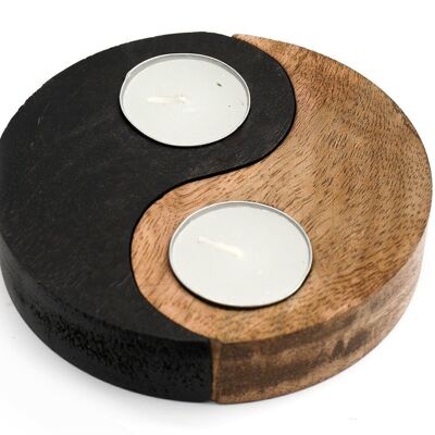 Yin und Yang Teelichthalter aus Holz