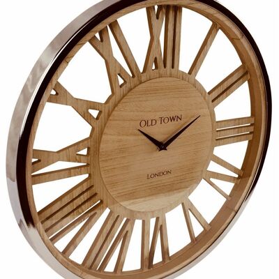 Horloge en bois avec couvercle en verre 48cm