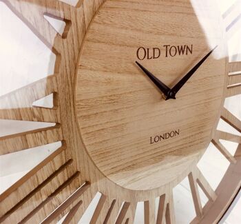 Horloge en bois avec couvercle en verre 48cm 3