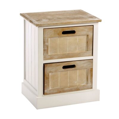 Armoire en bois blanc 2 tiroirs 38 x 28 x 48 cm