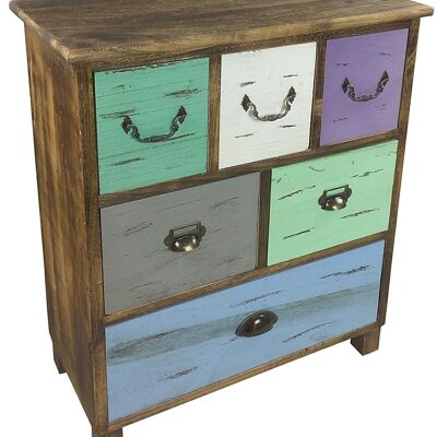Wooden Storage Cabinet With 6 Drawers 69cm