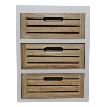 Unité à 3 tiroirs en blanc avec tiroirs en bois naturel avec pieds amovibles 3