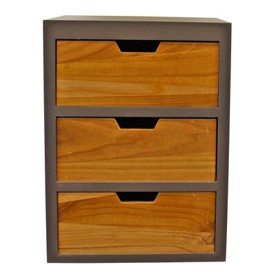 3 Drawer Chest In Grey Finish With Natural Drawers With Removable Legs