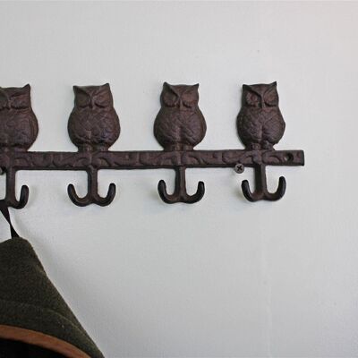 Rustic Cast Iron Wall Hooks, Owls