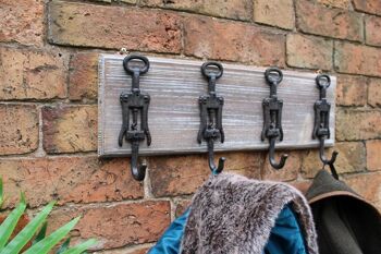 Crochets muraux rustiques en fonte et en bois, ouvre-bouteilles 1