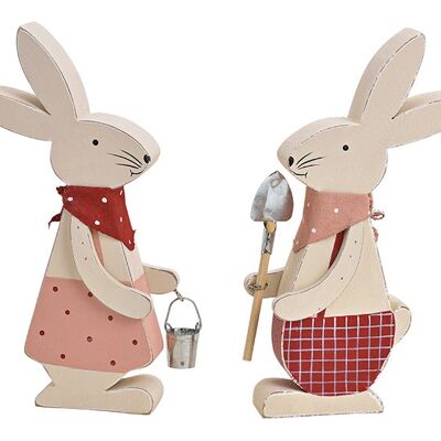 Hase aus Holz Pink/Rosa 2-fach