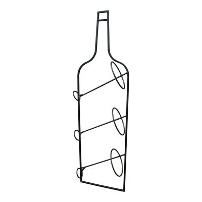 Wandmontierter Weinflaschenhalter aus schwarzem Metall