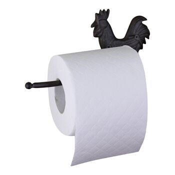 Porte-rouleau de papier toilette rustique en fonte, poulet 1