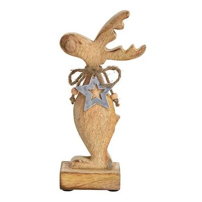 Mango wood moose with metal star pendant brown (W / H / D) 12x22x5cm