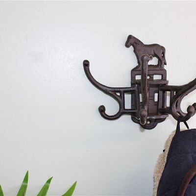 Cast Iron Wall Mounted Rotating Coat Hooks, Horse, 8 hooks