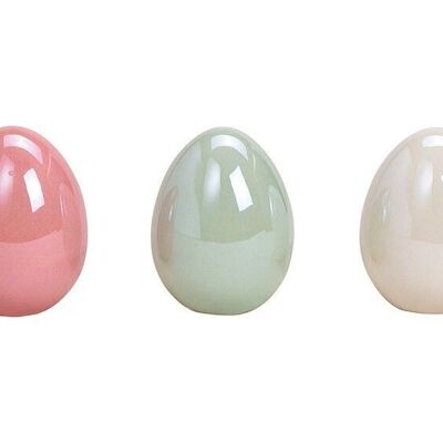 Egg glossy unicoloured ceramic multicolored 3-fold