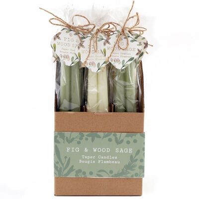 Set of Two Fig and Wood Sage Taper Candles